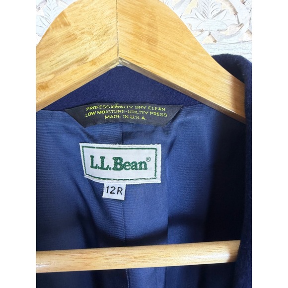 Vintage LL Bean Wool Navy Blue Blazer Womens 12 Preppy Academia Luxury Workwear - Picture 7 of 7